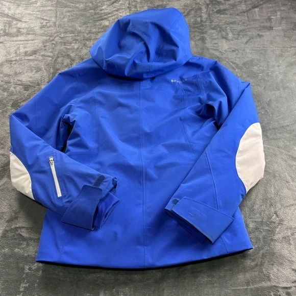Spyder Jacket Women’s 4 Spring Full Zip Hooded Performance Lined Gorp White Blue - Picture 14 of 16